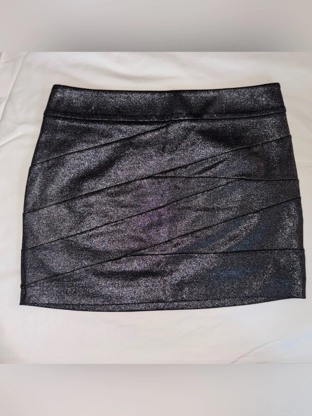 Express Metallic Black Bandage-Style Mini Skirt